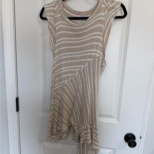 Free People Beige and White Striped Top